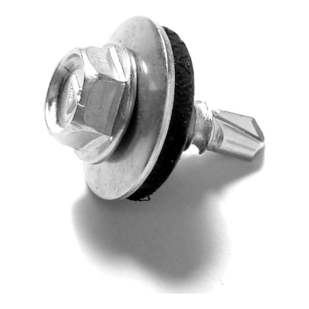 Midwest Fastener Self-Drilling Screw, #8 x 1/2 in, Plain Stainless Steel Flange Hex Head External Hex Drive, 20 PK 79081